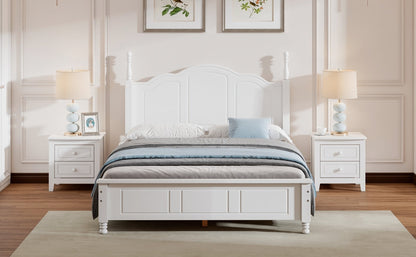 Full size white wood platform bed frame by HouseOfZazla with two matching nightstands on Tampa Home & Garden Store