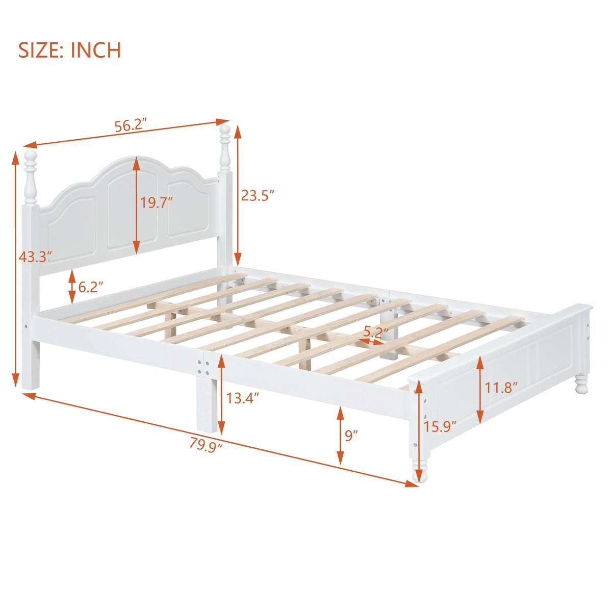 Full-size white wood platform bed frame with headboard and storage drawer by HouseOfZazla on Tampa Home & Garden Store