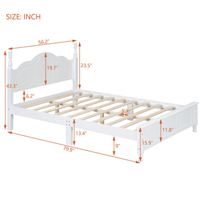 Full-size white wood platform bed frame with headboard and storage drawer by HouseOfZazla on Tampa Home & Garden Store
