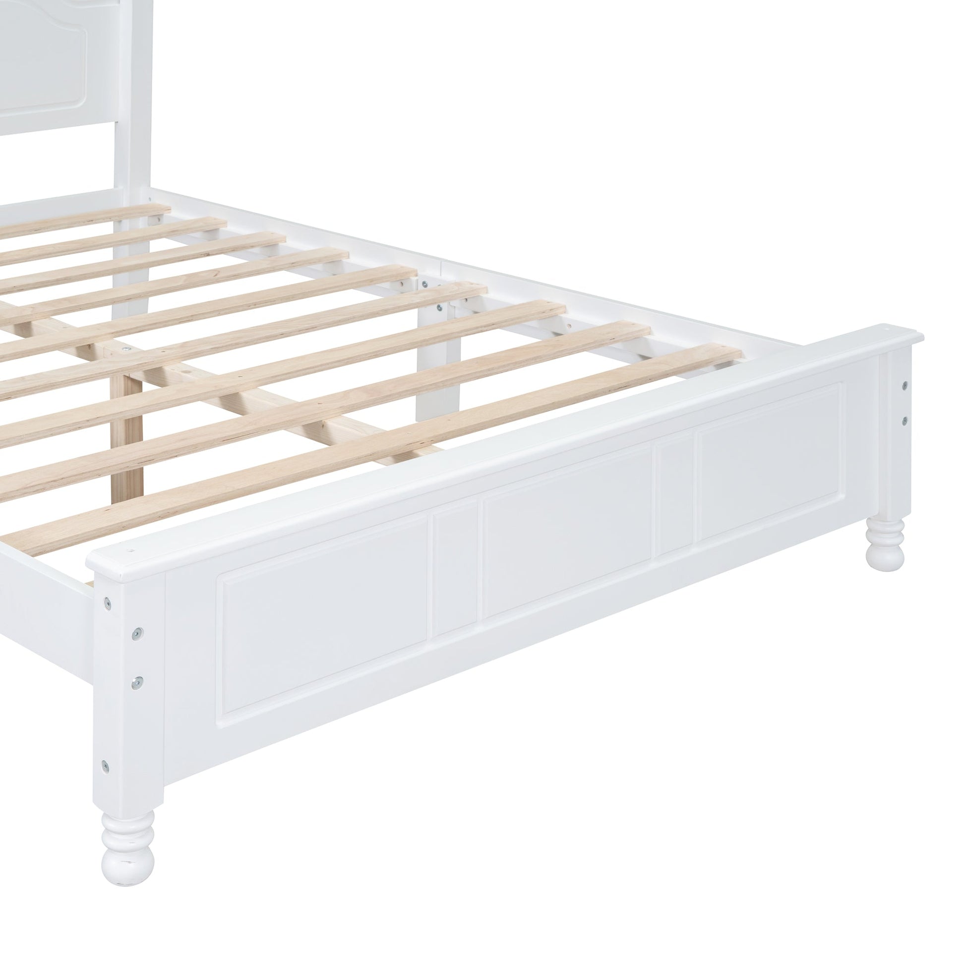White full-size wood platform bed frame with slats and headboard by HouseOfZazla on Tampa Home & Garden Store