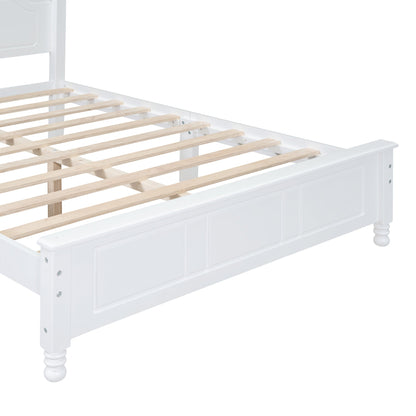 White full-size wood platform bed frame with slats and headboard by HouseOfZazla on Tampa Home & Garden Store