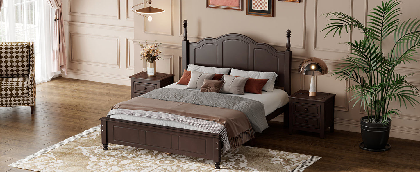 HouseOfZazla full-size wood platform bed frame in dark brown with paneled headboard on Tampa Home & Garden Store