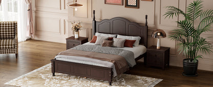 HouseOfZazla full-size wood platform bed frame in dark brown with paneled headboard on Tampa Home & Garden Store