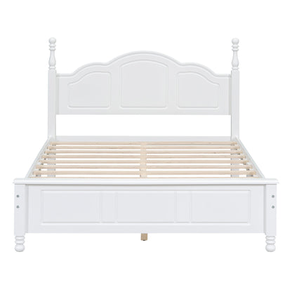Full size white wood platform bed frame with paneled headboard and slatted base by HouseOfZazla on Tampa Home & Garden Store