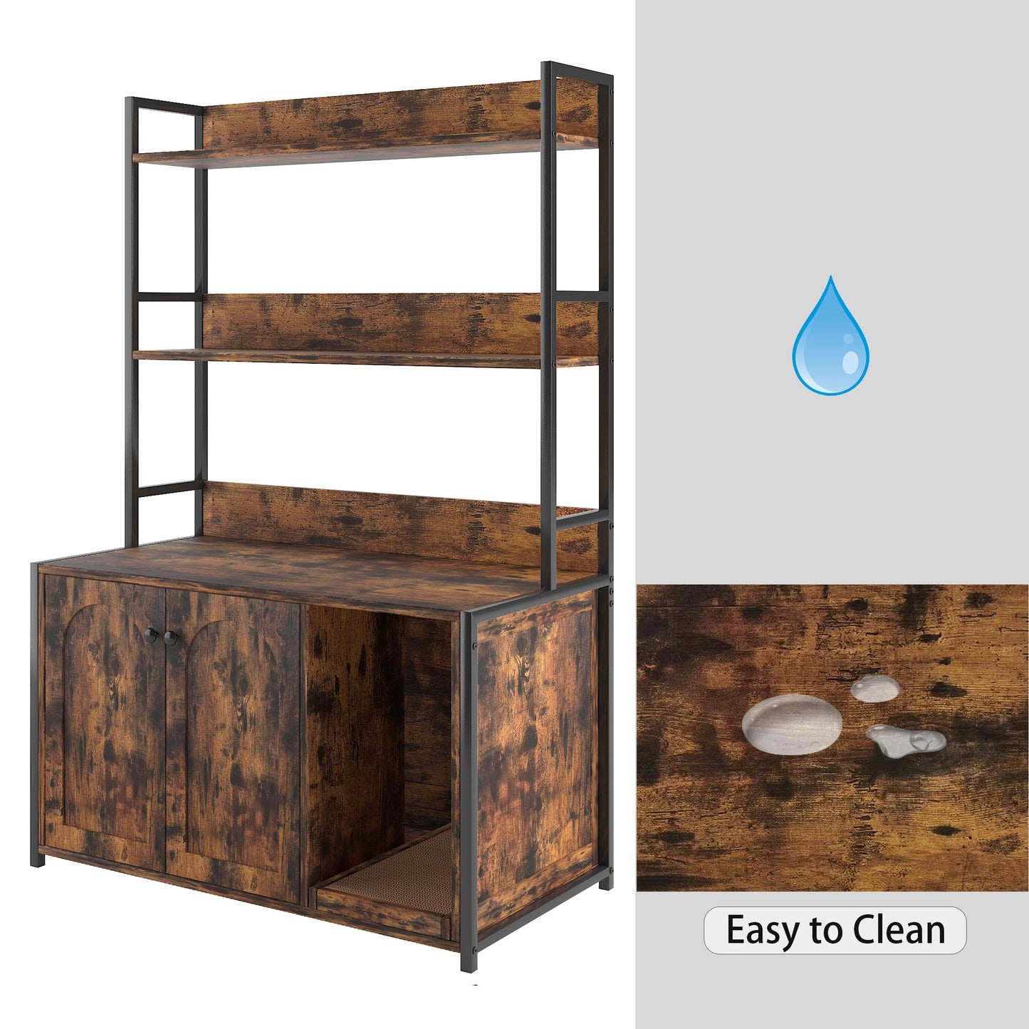 Large Cat Litter Box Enclosure With Shelf Storage by HouseOfZazla in wood and metal frame on Tampa Home & Garden Store