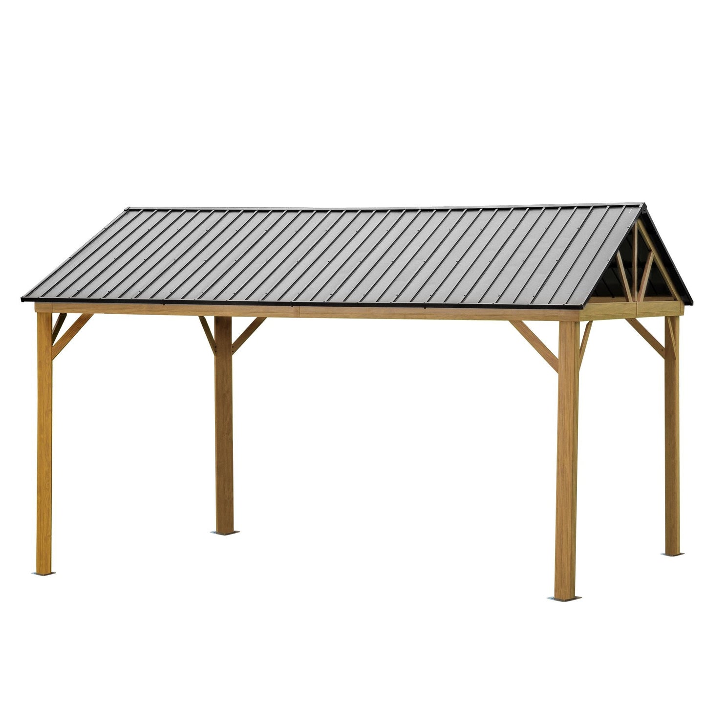 12x14 hardtop gazebo gray metal roof on natural wood frame HouseOfZazla on Tampa Home & Garden Store