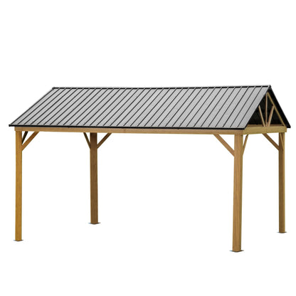 12x14 hardtop gazebo gray metal roof on natural wood frame HouseOfZazla on Tampa Home & Garden Store
