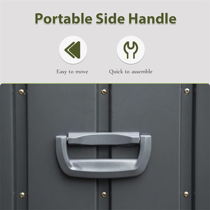 150 Gallon outdoor storage deck box with a large gray portable side handle on Tampa Home & Garden Store