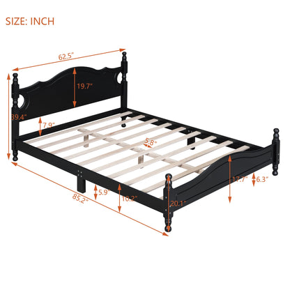 Queen Size Wood Platform Bed Frame by HouseOfZazla in black with curved headboard on Tampa Home & Garden Store