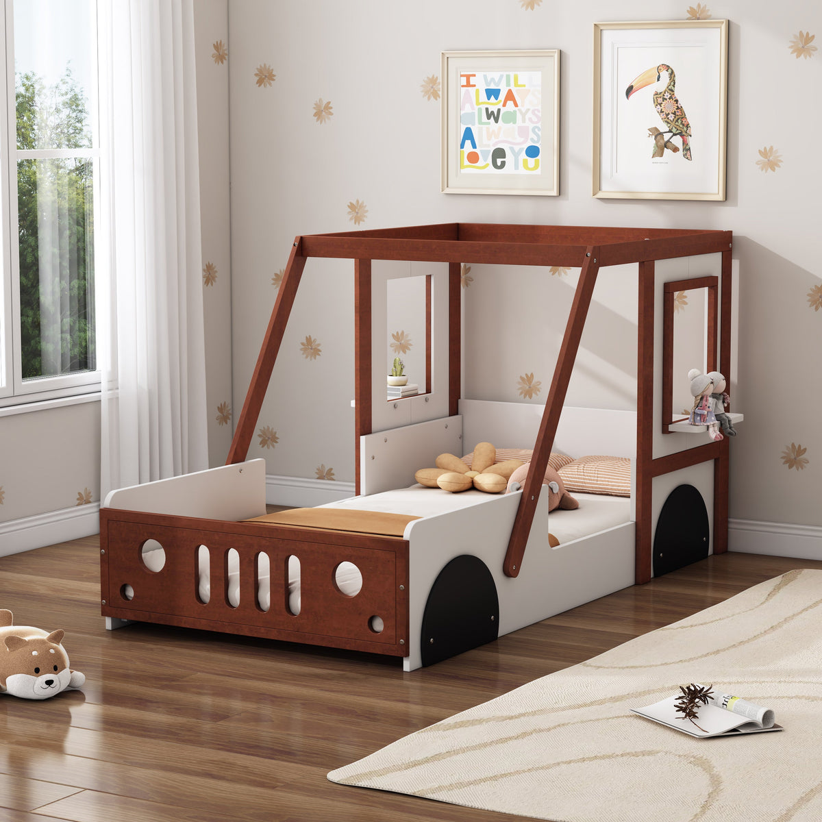 Fun Play Design Twin Size Car Bed by HouseOfZazla with car-frame bed and white panels on Tampa Home & Garden Store