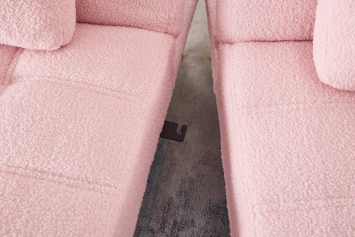 71in Convertible Sofa Bed Futon pink boucle upholstery with plush texture two-seat arrangement on Tampa Home & Garden Store