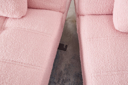 71in Convertible Sofa Bed Futon pink boucle upholstery with plush texture two-seat arrangement on Tampa Home & Garden Store