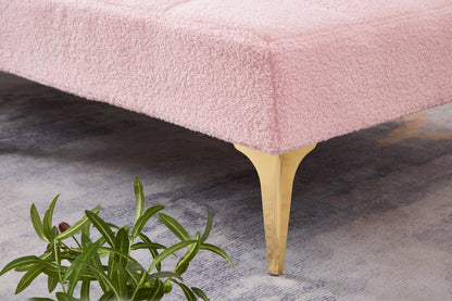 71in Convertible Sofa Bed Futon pink plush upholstery with gold legs HouseOfZazla on Tampa Home & Garden Store
