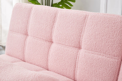 71in Convertible Sofa Bed Futon pink plush boucle upholstery by HouseOfZazla on Tampa Home & Garden Store