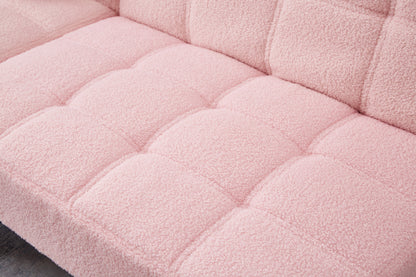 71in Convertible Sofa Bed Futon with pink plush tufted upholstery by HouseOfZazla on Tampa Home & Garden Store