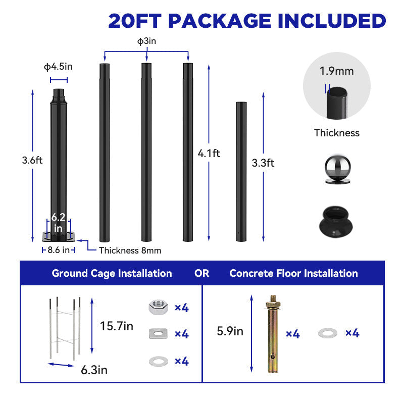 1800W solar street light with 20ft /16ft pole