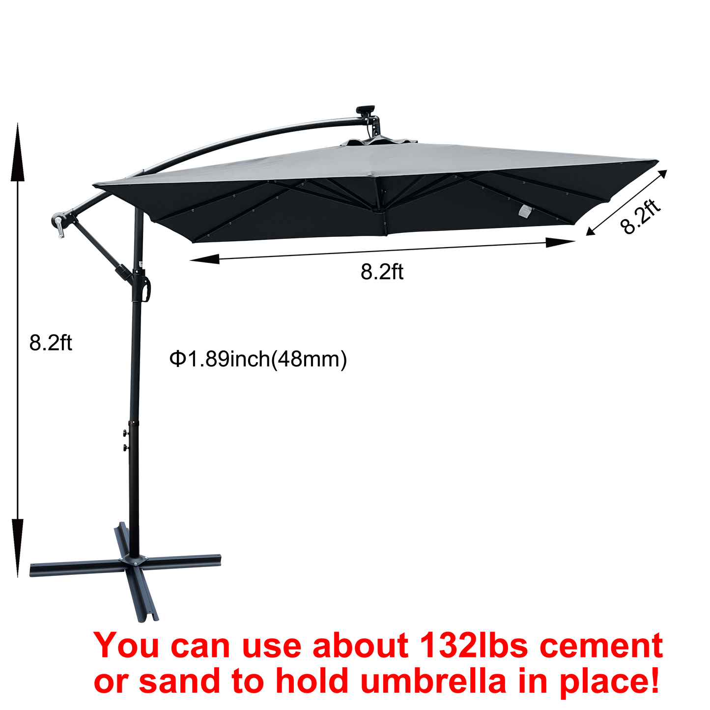 Square Patio Umbrella and Solar Led Lights