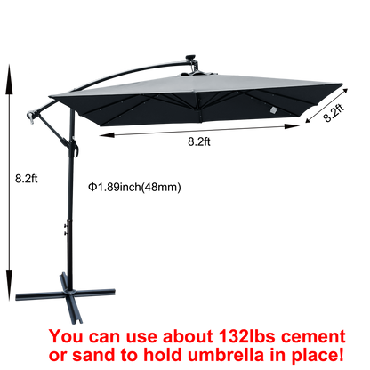 Square Patio Umbrella and Solar Led Lights