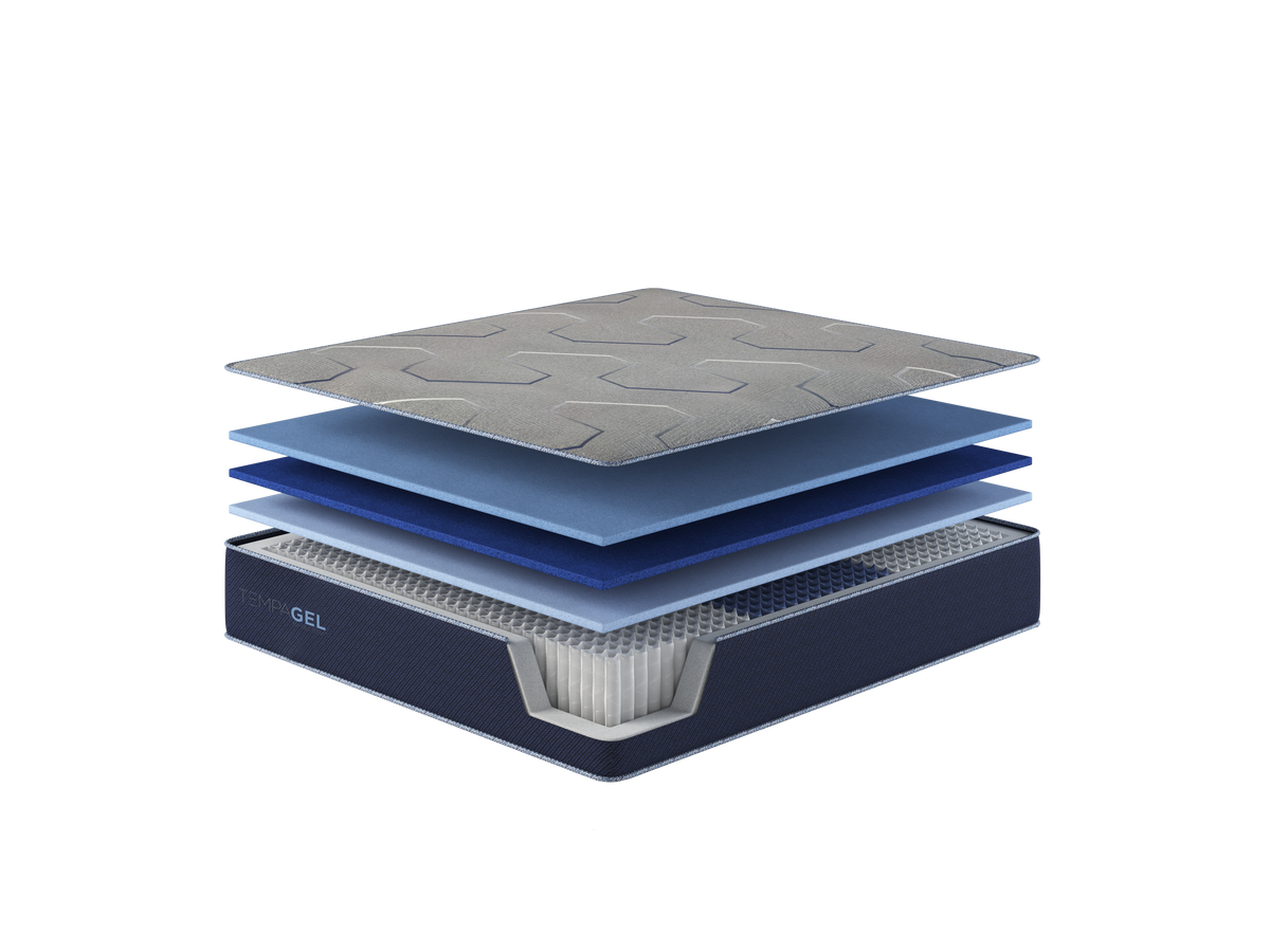 TempaGel Queen mattress by Restonic ChillRest Lux Firm with gel top and foam core cutaway on Tampa Home & Garden Store