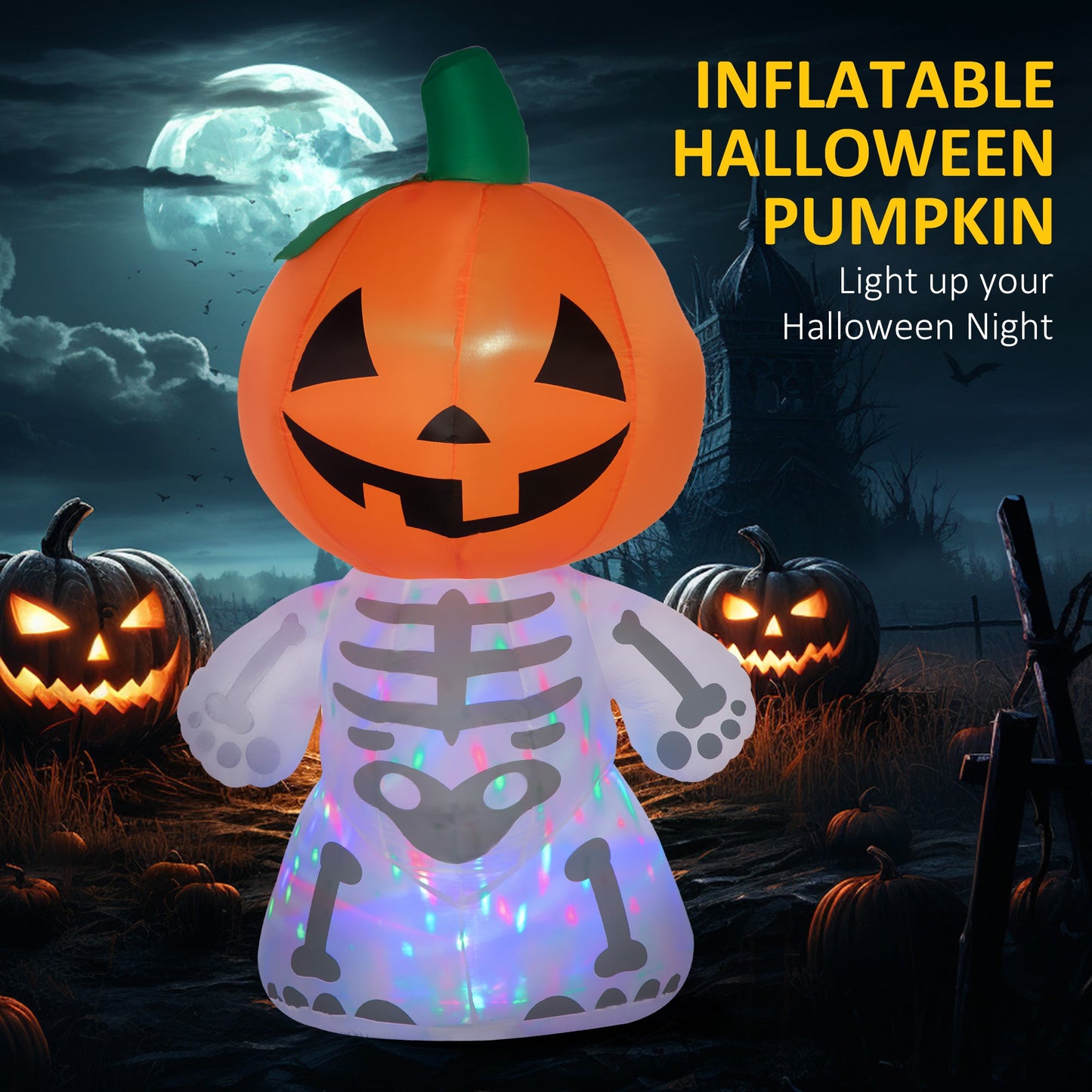 Smiling Halloween Ghost and a Pumpkin Head Decor
