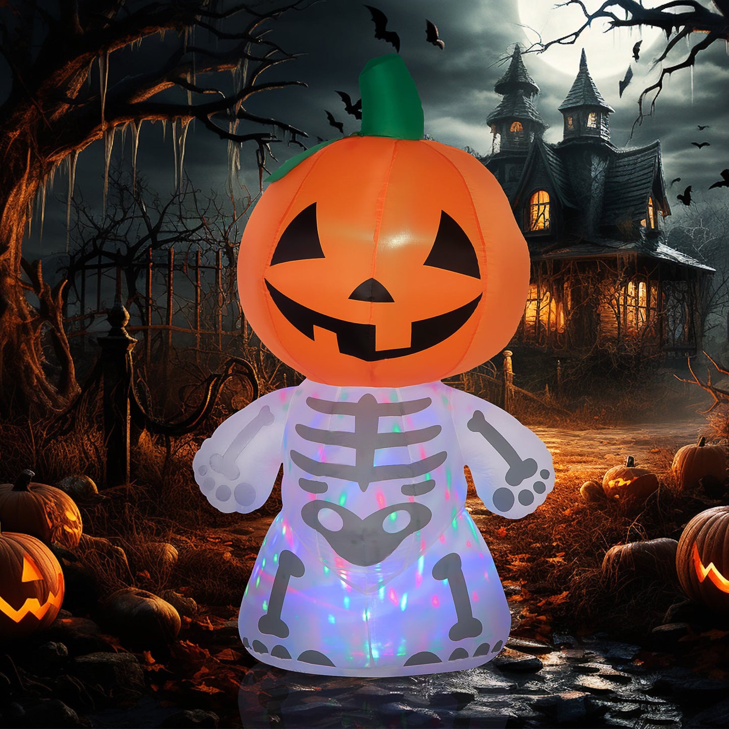 Smiling Halloween Ghost and a Pumpkin Head Decor