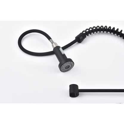 Pull-down kitchen faucet spray head with black braided hose and coil spring by HouseOfZazla on Tampa Home & Garden Store