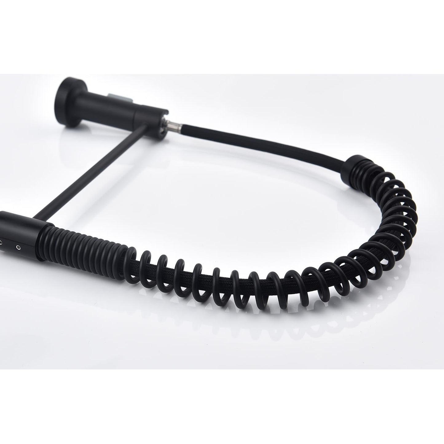 Pull-down single-handle faucet hose with black coil spring and mounting base on Tampa Home & Garden Store