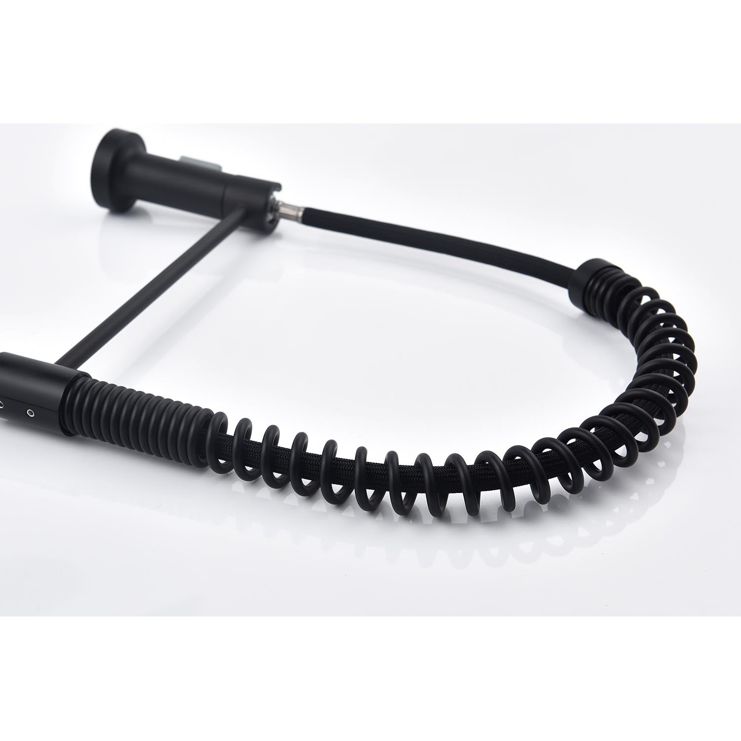Pull-down single-handle faucet hose with black coil spring and mounting base on Tampa Home & Garden Store