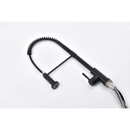 Pull-down single-handle spring kitchen faucet matte black with braided hoses HouseOfZazla on Tampa Home & Garden Store