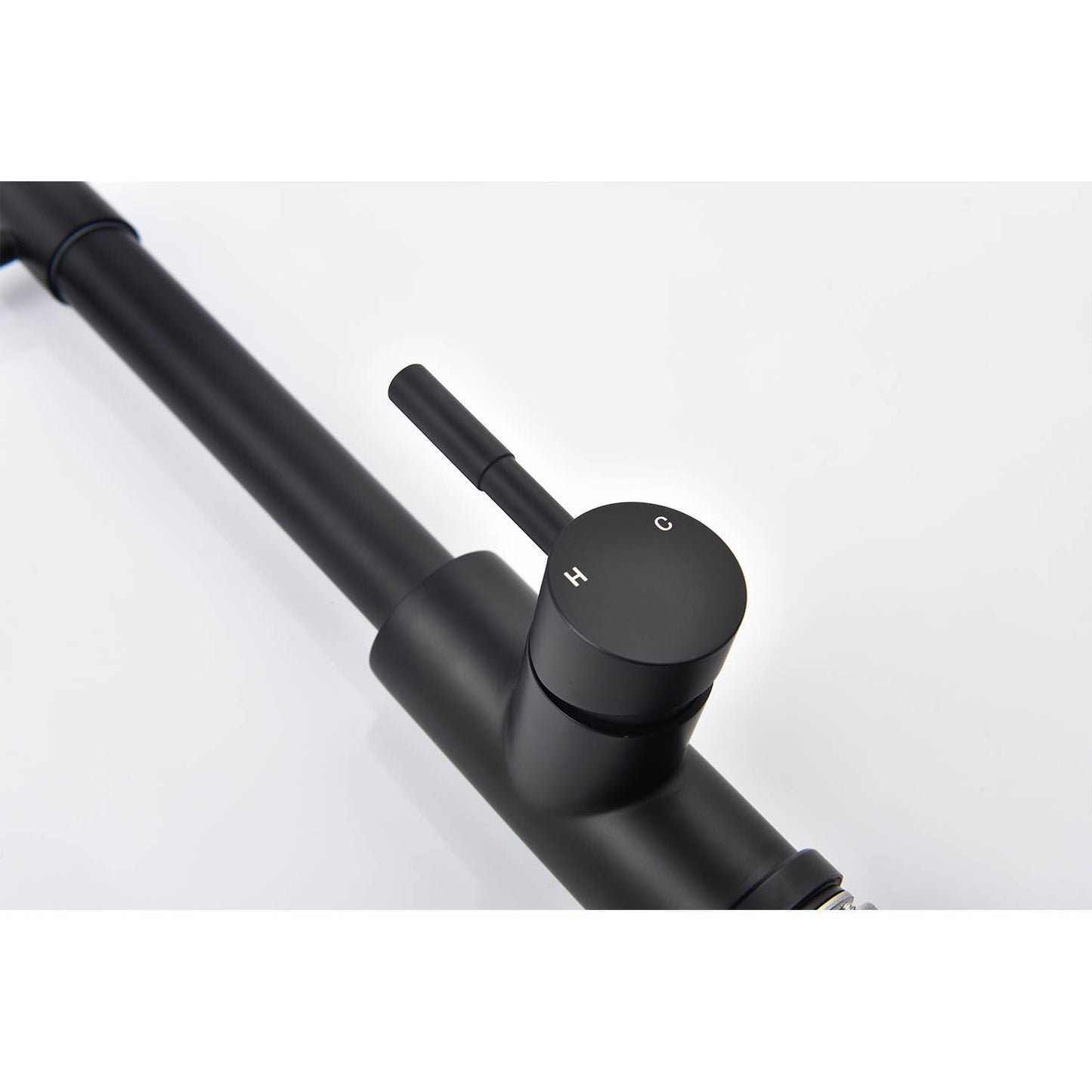 Pull Down Single Handle Spring Kitchen Faucet matte black with hot/cold dial by HouseOfZazla on Tampa Home & Garden Store