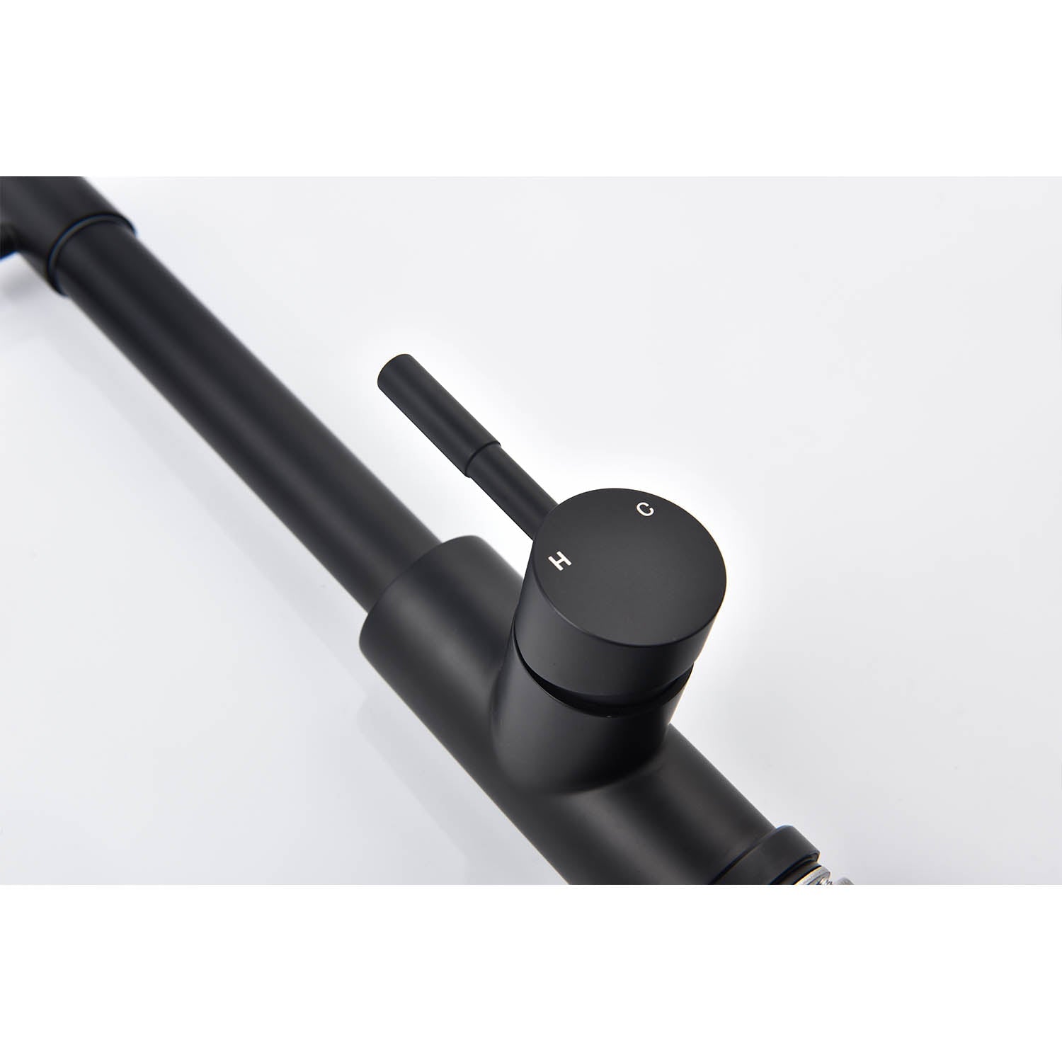 Pull Down Single Handle Spring Kitchen Faucet matte black with hot/cold dial by HouseOfZazla on Tampa Home & Garden Store