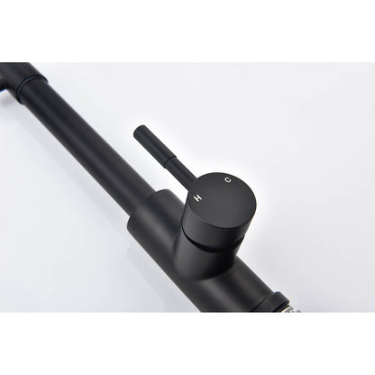 Pull Down Single Handle Spring Kitchen Faucet matte black with hot/cold dial by HouseOfZazla on Tampa Home & Garden Store