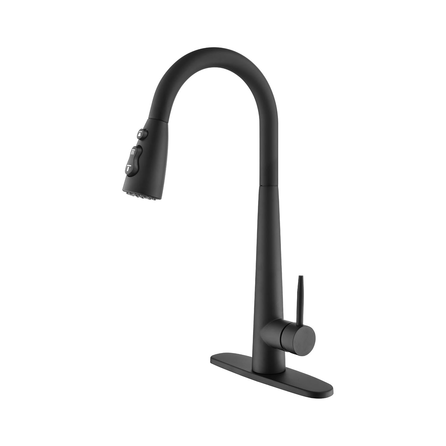 Single Handle Stainless Kitchen Faucet with Pull-Down Sprayer, matte black, HouseOfZazla on Tampa Home & Garden Store