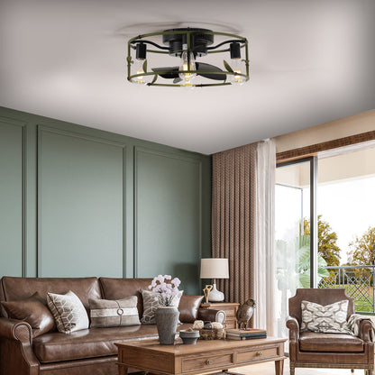 19in green industrial ceiling fan with light, Edison bulbs, HouseOfZazla living room decor on Tampa Home & Garden Store