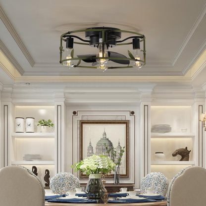 19in green industrial ceiling fan with light by HouseOfZazla in a bright dining room on Tampa Home & Garden Store