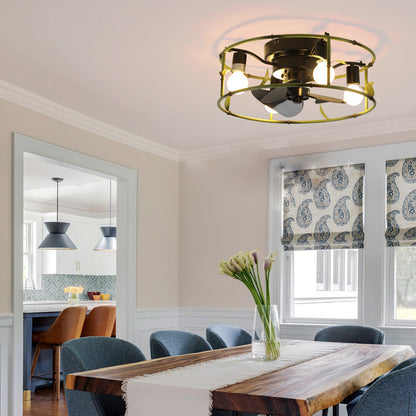19in green industrial ceiling fan with light by HouseOfZazla, lime ring frame around black motor on Tampa Home & Garden Store