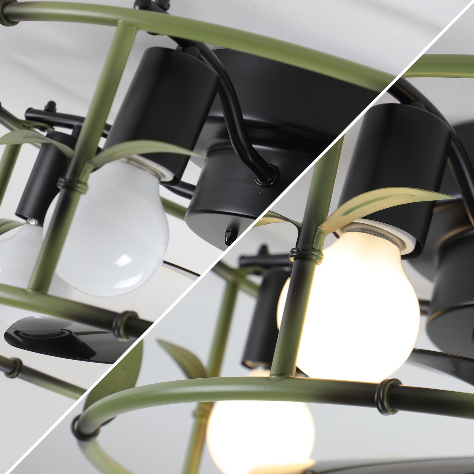19-inch Green Industrial Ceiling Fan with Light by HouseOfZazla black motor housing on Tampa Home & Garden Store