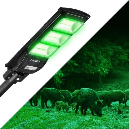 Solar hunting light Langy Solar Lights with green LED panels and 15,000 lumens on Tampa Home & Garden Store