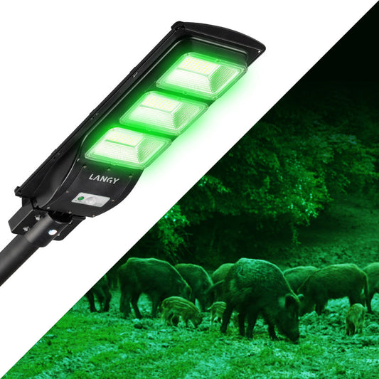 Solar hunting light Langy Solar Lights with green LED panels and 15,000 lumens on Tampa Home & Garden Store