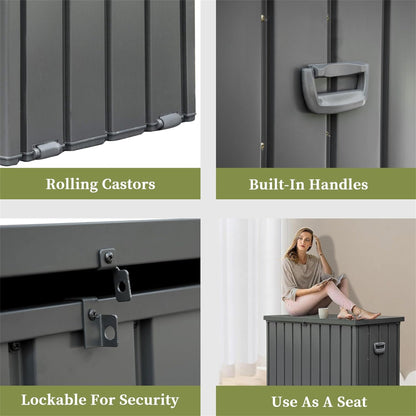 Deck Box 200-Gallon Outdoor Storage by HouseOfZazla, gray with built-in handles on Tampa Home & Garden Store