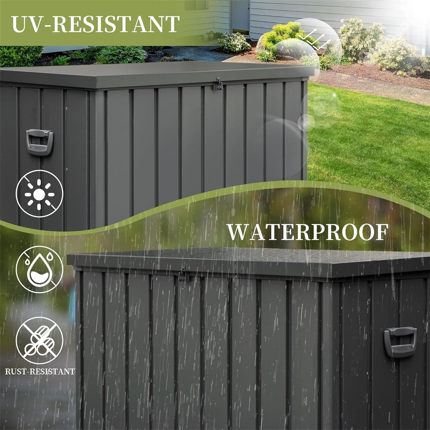 Deck Box 200 Gallon Outdoor Storage gray UV-resistant HouseOfZazla on Tampa Home & Garden Store
