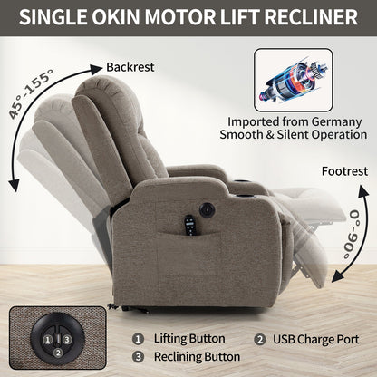 Power Lift Recliner Chair with Massage and Heat in beige fabric by HouseOfZazla on Tampa Home & Garden Store