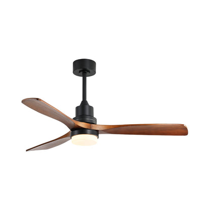 52 Inch Ceiling Fan with Remote, Dimmable LED, HouseOfZazla, black canopy, wood blades on Tampa Home & Garden Store