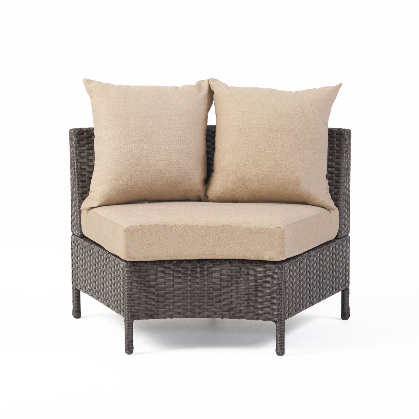 Pt Limon Modern Outdoor Single Sofa beige cushions on dark wicker frame by HouseOfZazla on Tampa Home & Garden Store