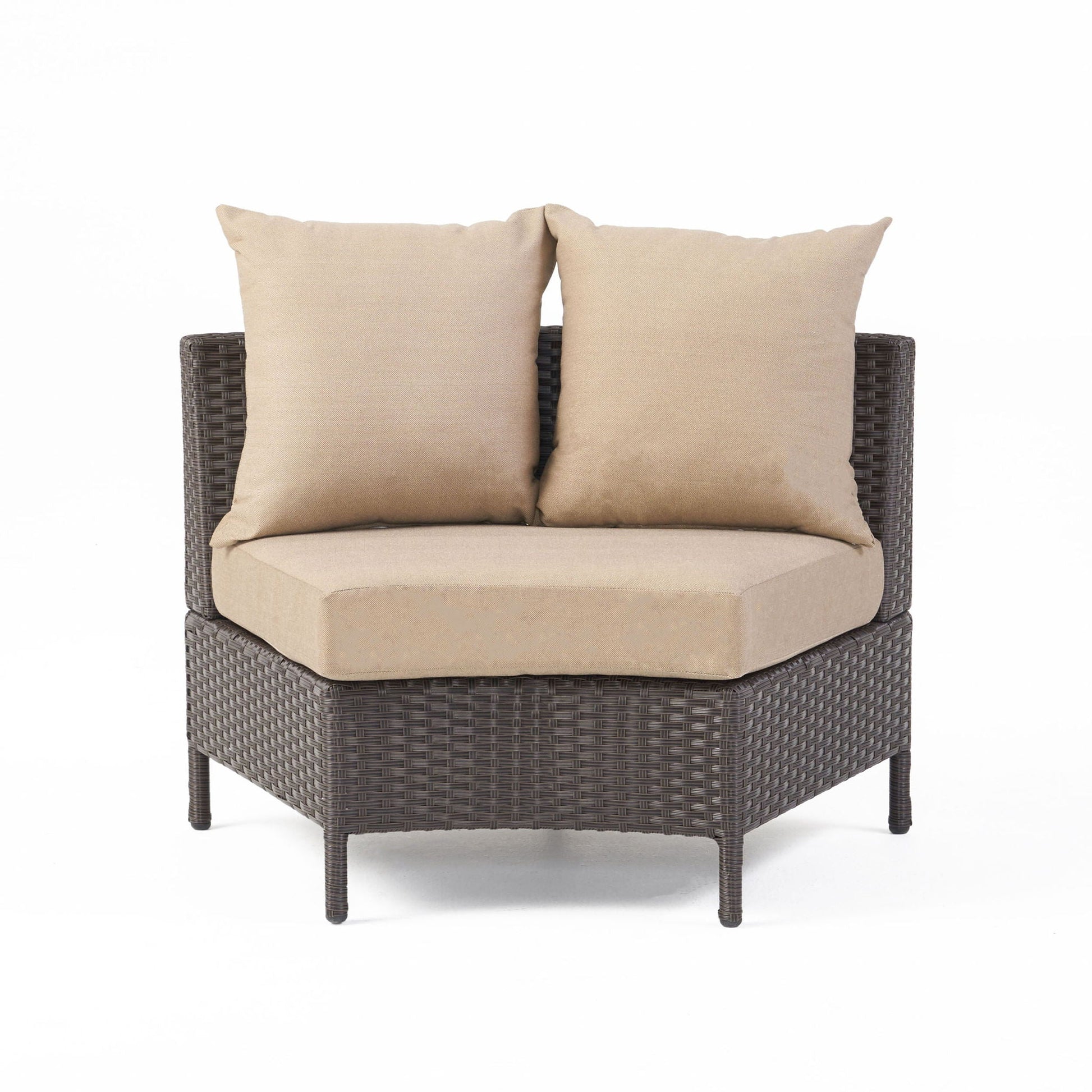 Pt Limon Modern Outdoor Single Sofa beige cushions on dark wicker frame by HouseOfZazla on Tampa Home & Garden Store