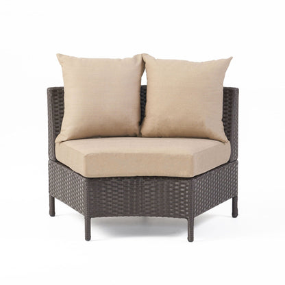 Pt Limon Modern Outdoor Single Sofa beige cushions on dark wicker frame by HouseOfZazla on Tampa Home & Garden Store