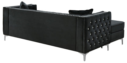 Paige Sofa Chaise and Elegant Tufted Steel Legs