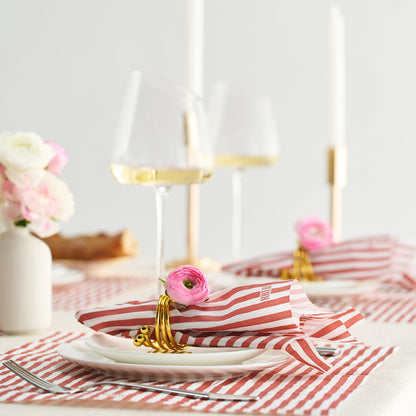 Tonal Striped Disposable Napkin Red 100 Pieces