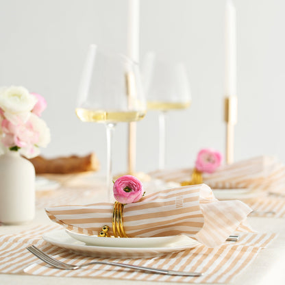 Pack of 100 Beige Tonal Striped Disposable Napkins