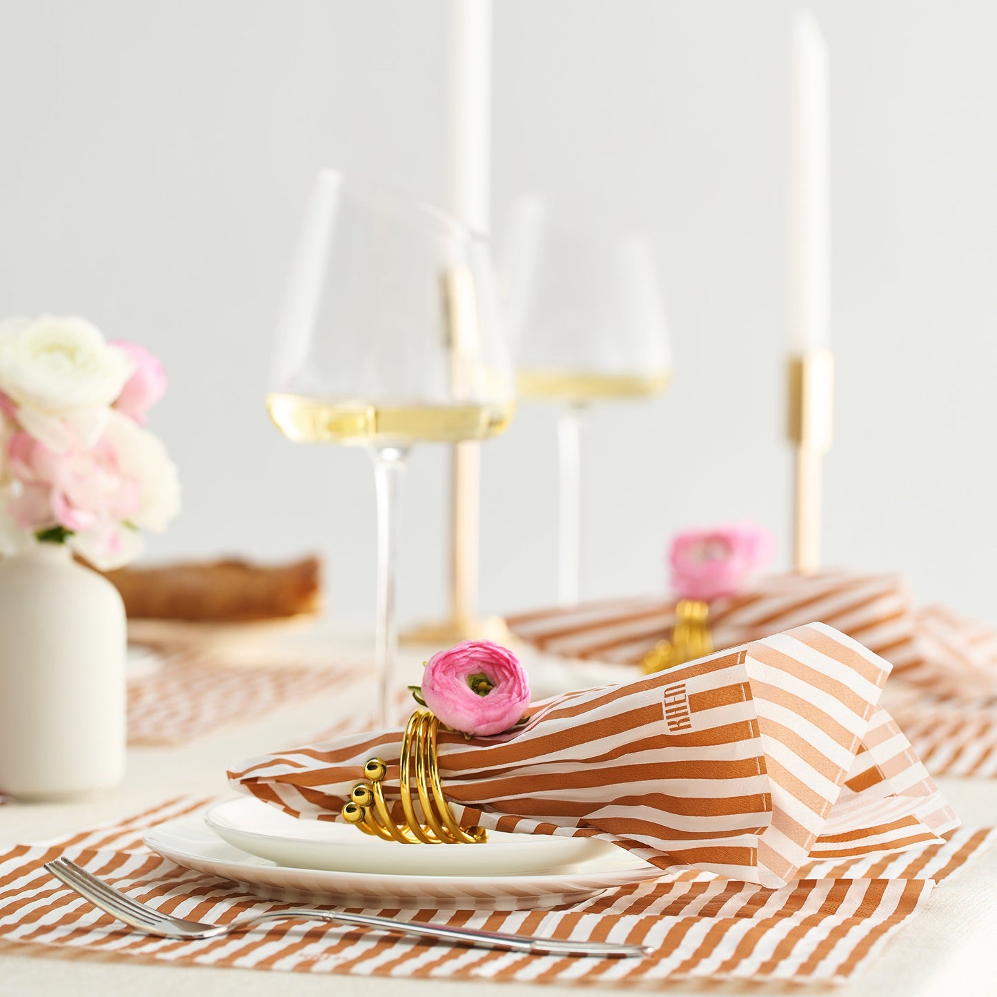 Orange Tonal Striped Disposable Napkins 100 Pack